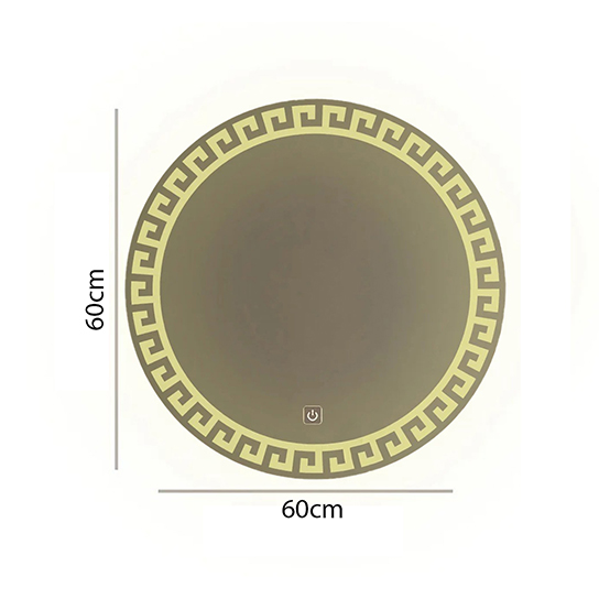 The Attic Riverton LED Mirror |Mirror with Greek Key Design | Touch Sensor Decorative Vanity Mirror | Wall Mounted Lighted Mirror for Wash Basin & Dressing Area