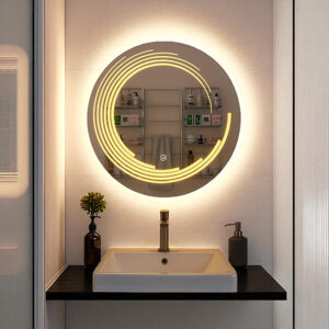 The Attic Rockville LED Mirror | Mirror with Spiral Light Design | Touch Sensor Wall Mounted Mirror | Backlit Vanity Mirror for Dressing & Wash Basin Area