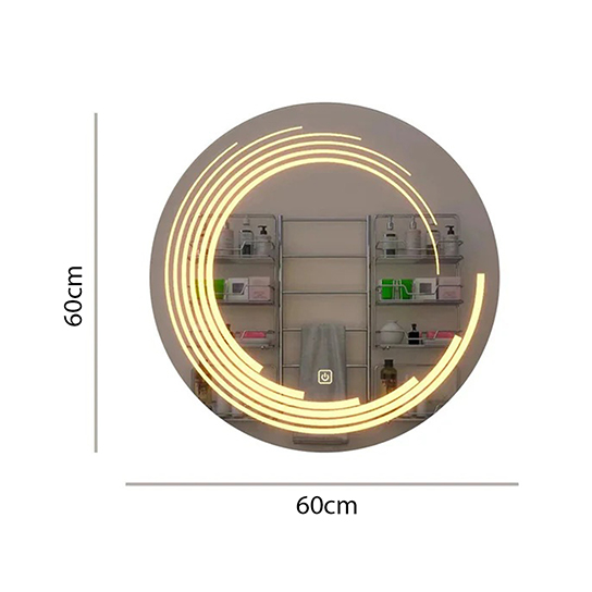 The Attic Rockville LED Mirror | Mirror with Spiral Light Design | Touch Sensor Wall Mounted Mirror | Backlit Vanity Mirror for Dressing & Wash Basin Area