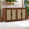 The Attic California Sideboard|Multipurpose Cabinet for Kitchen and Living Room Storage|Crockery Storage|Solid Sheesham Wood|Cane Cabinet|Honey Matte Finish
