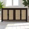 The Attic California Sideboard|Multipurpose Cabinet for Kitchen and Living Room Storage|Crockery Storage|Solid Sheesham Wood|Cane Cabinet|Walnut Matte Finish