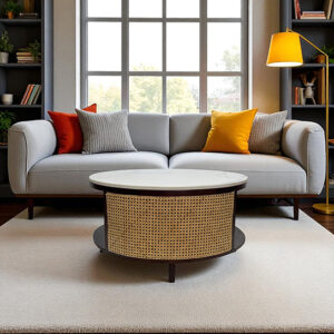 The Attic Toros Coffee Table|Coffee Table for Living Room|Solid Wood Centre Table|Walnut Matte Finish