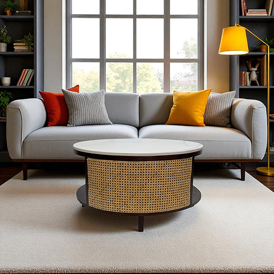 The Attic Toros Coffee Table|Coffee Table for Living Room|Solid Wood Centre Table|Walnut Matte Finish