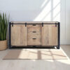 The Attic Bristol Large Sideboard, Multipurpose Cabinet for Kitchen and Living Room Storage,Classy Sideboard,Solid Mango Wood, Natural Matte Finish