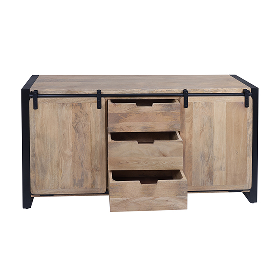 The Attic Bristol Large Sideboard, Multipurpose Cabinet for Kitchen and Living Room Storage,Classy Sideboard,Solid Mango Wood, Natural Matte Finish