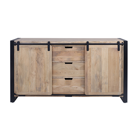 The Attic Bristol Large Sideboard, Multipurpose Cabinet for Kitchen and Living Room Storage,Classy Sideboard,Solid Mango Wood, Natural Matte Finish