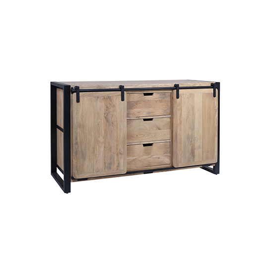 The Attic Bristol Large Sideboard, Multipurpose Cabinet for Kitchen and Living Room Storage,Classy Sideboard,Solid Mango Wood, Natural Matte Finish
