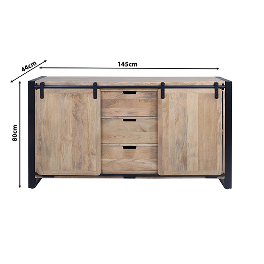 The Attic Bristol Large Sideboard, Multipurpose Cabinet for Kitchen and Living Room Storage,Classy Sideboard,Solid Mango Wood, Natural Matte Finish