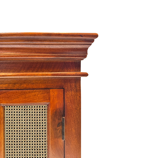 The Attic Oregon 3 Door Sideboard with Cane,Honey Matte Finish