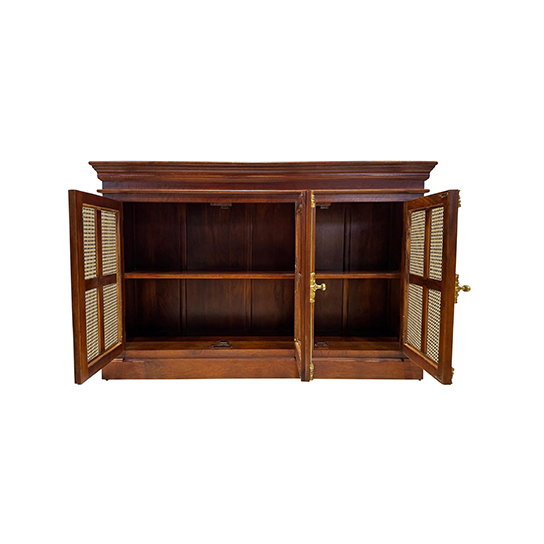 The Attic Oregon 3 Door Sideboard with Cane,Honey Matte Finish