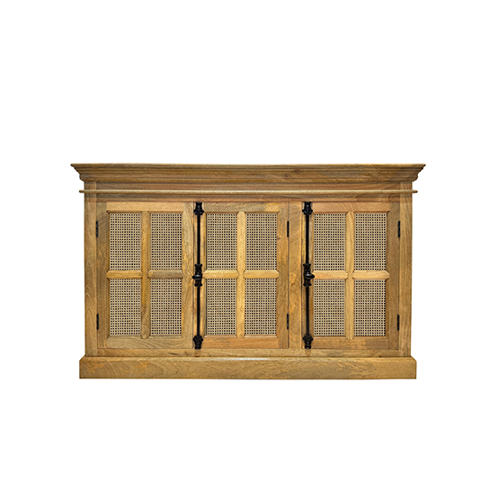 The Attic Oregon 3 Door Sideboard with Cane,Natural Matte Finish