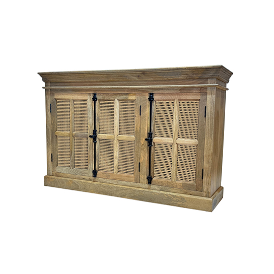 The Attic Oregon 3 Door Sideboard with Cane,Natural Matte Finish