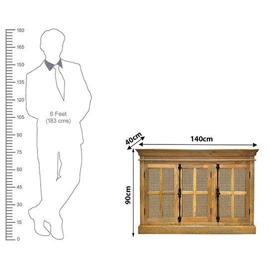 The Attic Oregon 3 Door Sideboard with Cane,Natural Matte Finish