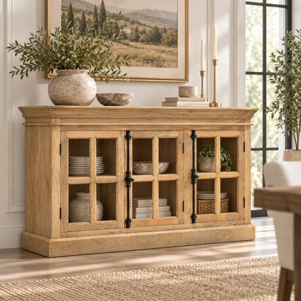 The Attic Oregon 3 Door Sideboard,Natural Matte Finish