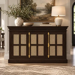 KL-2352WC (1) The Attic Oregon 3 Door Sideboard with Cane,Walnut Matte Finish