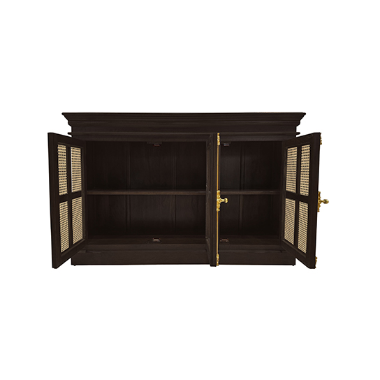 The Attic Oregon 3 Door Sideboard with Cane,Walnut Matte Finish