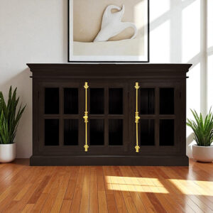 The Attic Oregon 3 Door Sideboard,Multipurpose Cabinet for Kitchen and Living Room Storage,Classy Sideboard,Solid Mango Wood,Walnut Matte Finish