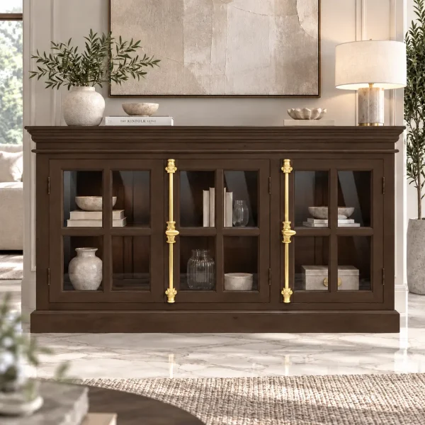The Attic Oregon 3 Door Sideboard,Walnut Matte Finish