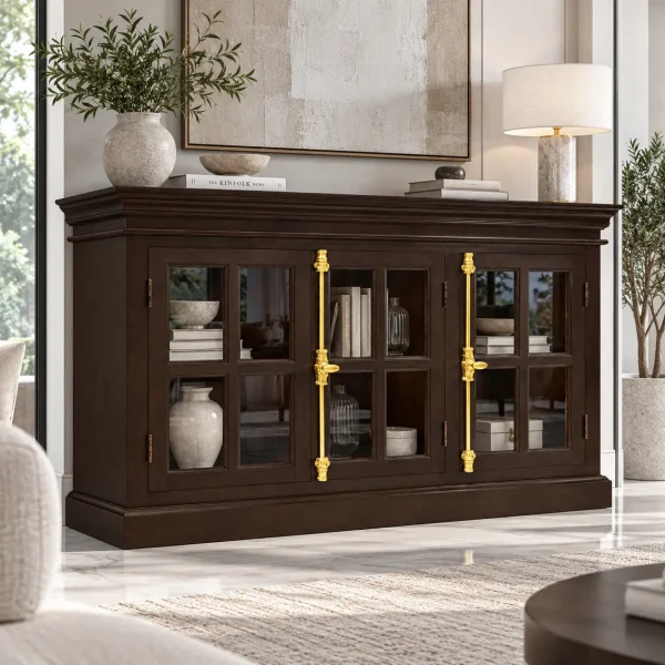 The Attic Oregon 3 Door Sideboard,Walnut Matte Finish