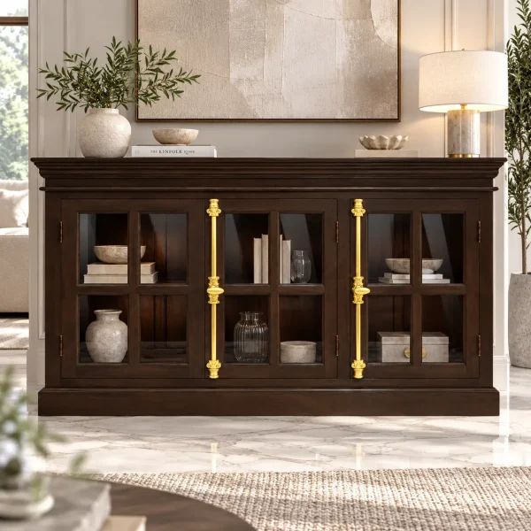 The Attic Oregon 3 Door Sideboard,Walnut Matte Finish