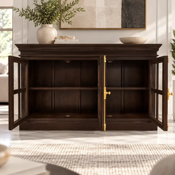 The Attic Oregon 3 Door Sideboard,Walnut Matte Finish