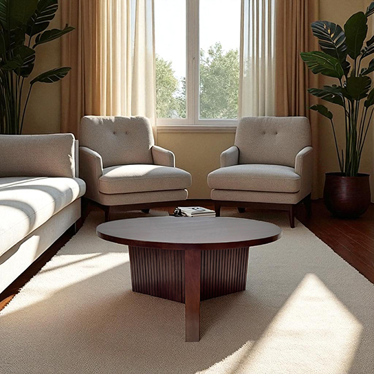 The Attic Bolohna Coffee Table,Coffee Table for Living Room,Solid Wood Centre Table,Walnut Matte Finish
