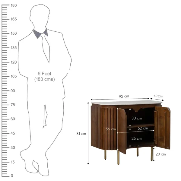 The Attic 2 Door Carlston Sideboard, Teak Matte Finish