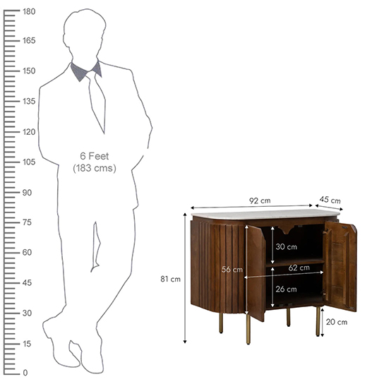 The Attic 2 Door Carlston Sideboard,Multipurpose Cabinet for Kitchen and Living Room Storage,Classy Sideboard,Solid Mango Wood,Provential Teak Matte Finish
