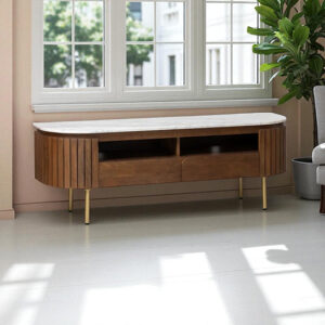 The Attic Carlston TV Cabinet Large,Solid Wood Sideboard TV Cabinet for Living Room,Classy TV Cabinet,Wooden Free Standing TV Unit Side Board Table with Storage,Provential Teak Matte Finish