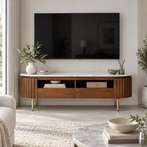 The Attic Carlston TV Cabinet Large,Provential Teak Matte Finish
