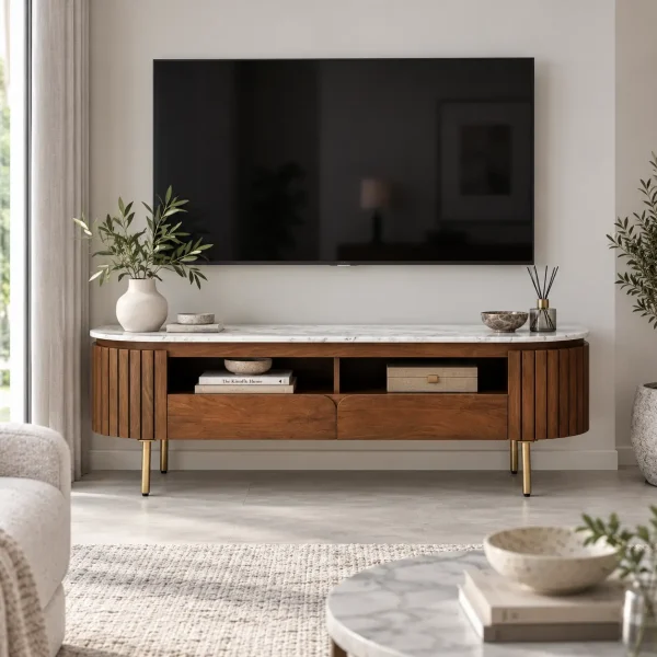 The Attic Carlston TV Cabinet Large,Provential Teak Matte Finish