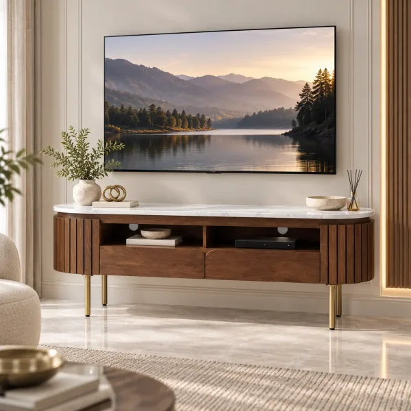 The Attic Carlston TV Cabinet Large,Provential Teak Matte Finish