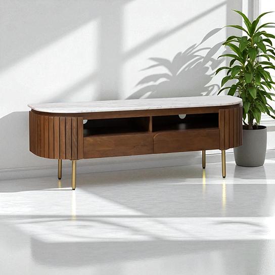 The Attic Carlston TV Cabinet Large,Solid Wood Sideboard TV Cabinet for Living Room,Classy TV Cabinet,Wooden Free Standing TV Unit Side Board Table with Storage,Provential Teak Matte Finish