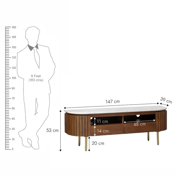 The Attic Carlston TV Cabinet Large,Provential Teak Matte Finish