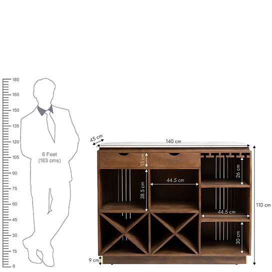 The Attic Carlston Bar Cabinet,Hard and Soft Drinks Bar Storage Cabinet,Wine Wisky Scotch,Bar for Home,Solid Mango Wood,Provential Teak Matte Finish