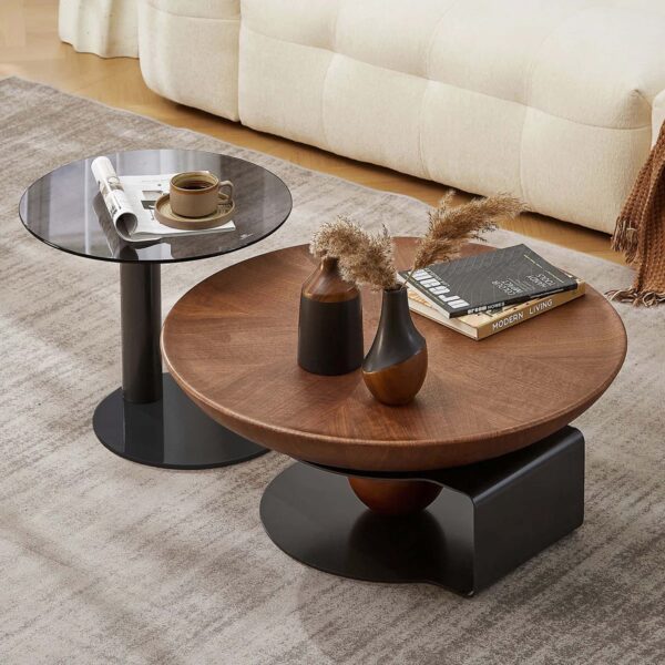 The Attic Portland Coffee Table Set, Modern coffee table for living room,  solid wood coffee table, Iron base coffee table