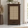 KL-1941C (1) The Attic Sheesham Mini Glazed Bookcase |Walnut Matte Finish