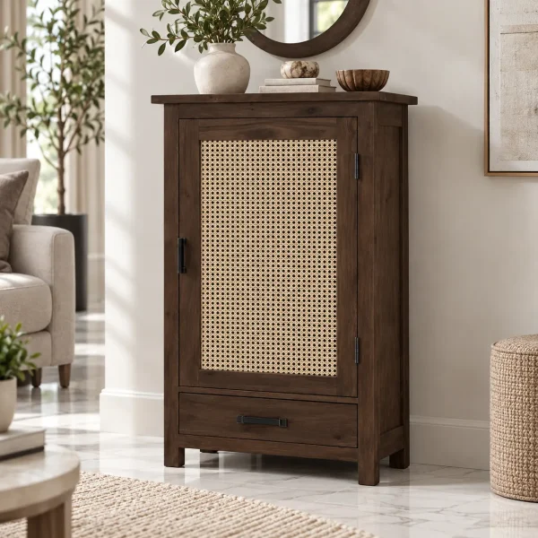 KL-1941C (3) The Attic Sheesham Mini Glazed Bookcase |Walnut Matte Finish