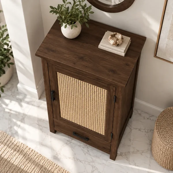 KL-1941C (6) The Attic Sheesham Mini Glazed Bookcase |Walnut Matte Finish