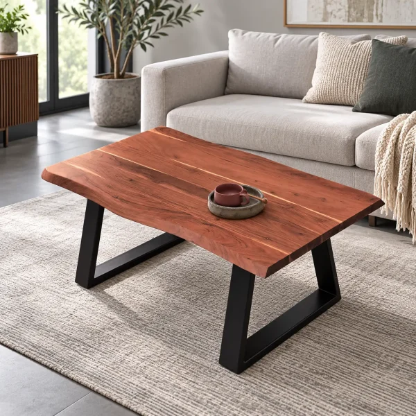 The Attic Live Edge Coffee Table, Honey Matte Finish