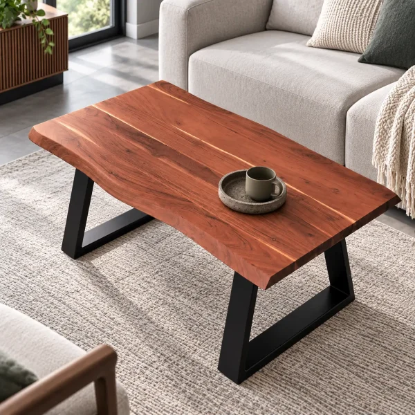 The Attic Live Edge Coffee Table, Honey Matte Finish
