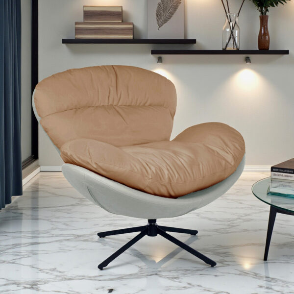 The Attic Shella Lounge Chair, Brown, Caramel, Cream