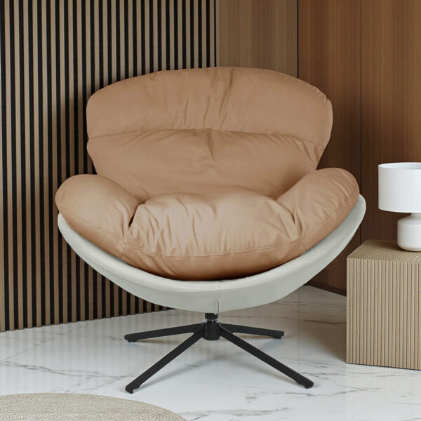 The Attic Shella Lounge Chair, Brown, Caramel, Cream