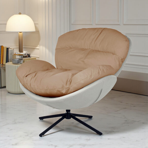 The Attic Shella Lounge Chair, Brown, Caramel, Cream