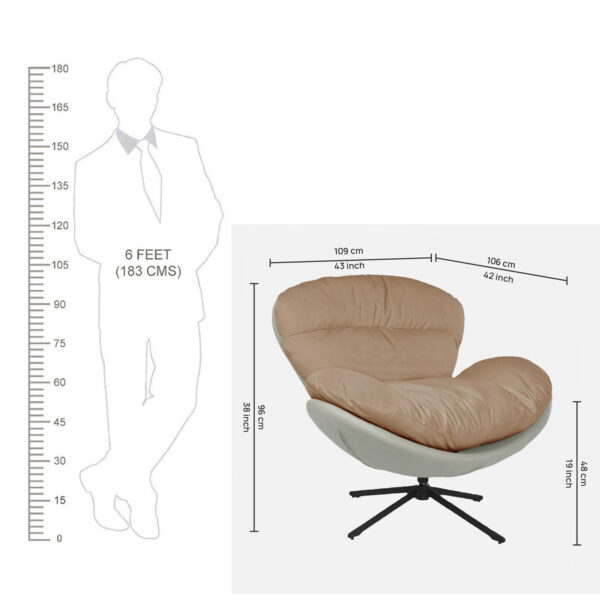 The Attic Shella Lounge Chair, Brown, Caramel, Cream