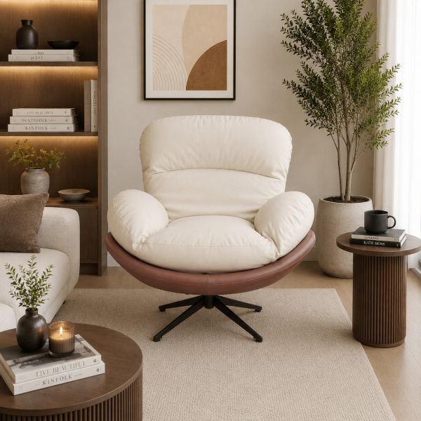 KL-2415C (1) The Attic Shella Lounge Chair,Brown, Peach, Beige