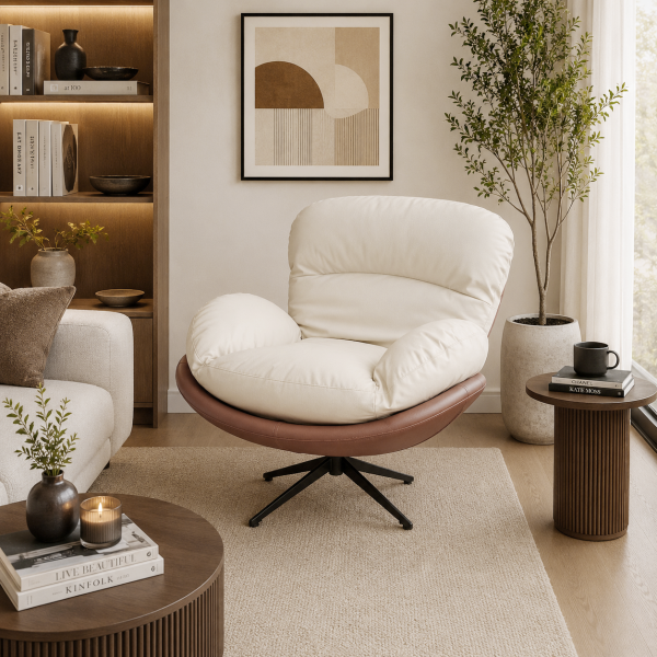 KL-2415C (2) The Attic Shella Lounge Chair,Brown, Peach, Beige