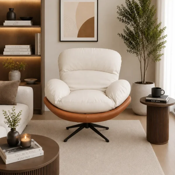 KL-2415C (2) The Attic Shella Lounge Chair,Brown, Peach, Beige