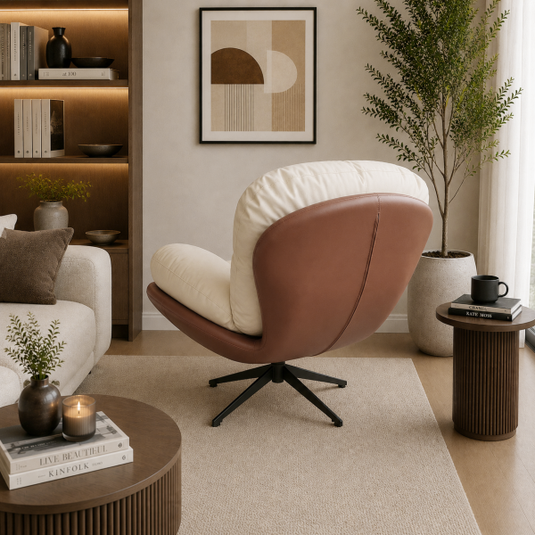 KL-2415C (4) The Attic Shella Lounge Chair,Brown, Peach, Beige