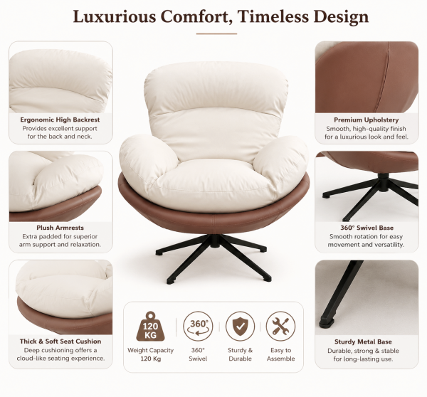KL-2415C (6) The Attic Shella Lounge Chair,Brown, Peach, Beige